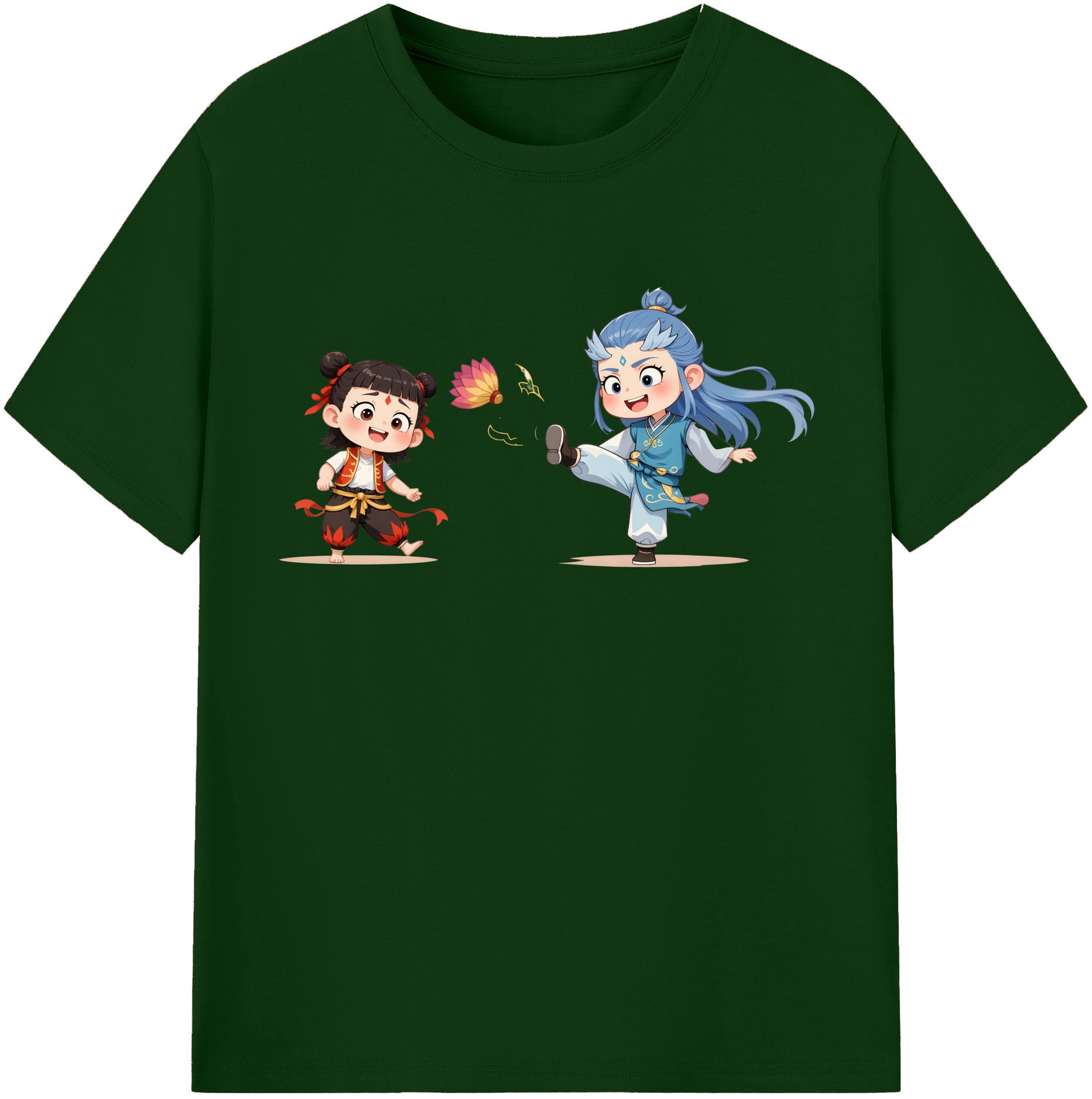 （画像用） Ne Zha 2 ナタ 魔童の大暴れ 綿100％半袖Tシャツ（フロントプリント）